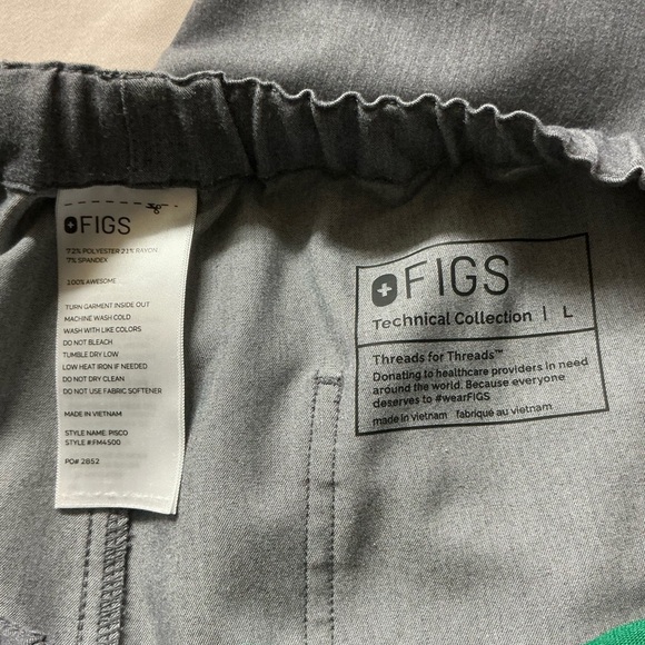 Figs pisco basic scrub pants with Green Waistband and Relaxed Fit PO#2852 - Picture 6 of 12